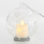 Eurolamp karácsonyi dekoráció üveg fénygömb, gyertya, 10 cm, 2 db-os készlet