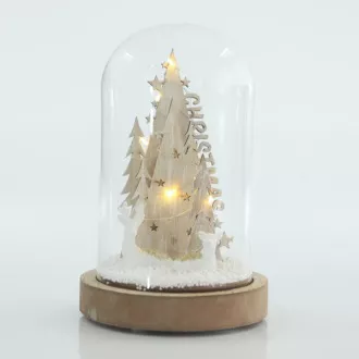 Eurolamp Üvegkupola fenyőfákkal, 12 x 12 x 20 cm, 1 db