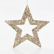 Eurolamp Star, arany csillámokkal, 45 cm