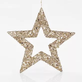 Eurolamp Star, arany csillámokkal, 45 cm