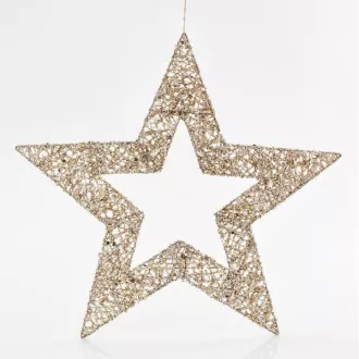 Eurolamp Star, arany, csillámokkal, 60 cm