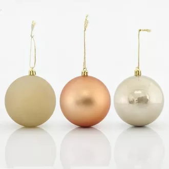 Eurolamp karácsonyi dekoráció Retro narancssárga műanyag gömbök, 8 cm, 6 darabos készlet