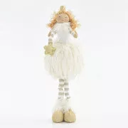 Eurolámpa karácsonyi dekoráció hercegnő, fehér szoknyával, pompom alakban, 34 cm, 1 db