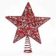 Eurolamp csillag karácsonyfa tetejére, piros 30 cm