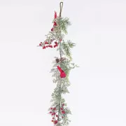 Eurolamp karácsonyi dekorációs ág bogyókkal és madarakkal, 153 cm, 1 db