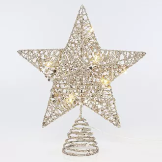 Eurolamp arany karácsonyi csillag fára, 10 meleg fehér LED, 25,4 cm, 1 db Eurolamp arany karácsonyi csillag fára, 10 meleg fehér LED, 25,4 cm, 1 db