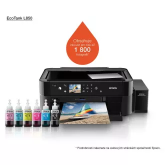 Epson L850 tintasugaras nyomtató , CIS, A4, 38ppm, 6ink, USB, üzemanyagtöltő rendszer, CD / DVD nyomtatás, többfunkciós