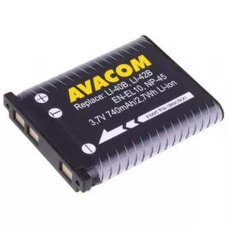 AVACOM Olympus Li-40B, Li-42B, Fujifilm NP-45, Nikon EN-EL10 Li-Ion 3.7V 740mAh 2.7Wh Li-Ion 3.7V 740mAh 2.7Wh