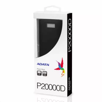 ADATA PowerBank P20000D - külső akkumulátor mobiltelefonhoz/táblagéphez 20000mAh, 2, 1A, fekete