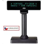 Virtuos VFD ügyfélkijelző Virtuos FV-2030B 2x20 9mm, USB, fekete