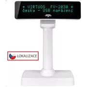 Virtuos VFD ügyfélkijelző Virtuos FV-2030W 2x20 9mm, USB, fehér