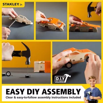 Stanley Jr. OK002-SY Építőkészlet, versenyautó, fa