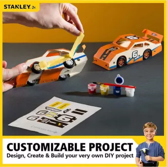 Stanley Jr. OK002-SY Építőkészlet, versenyautó, fa