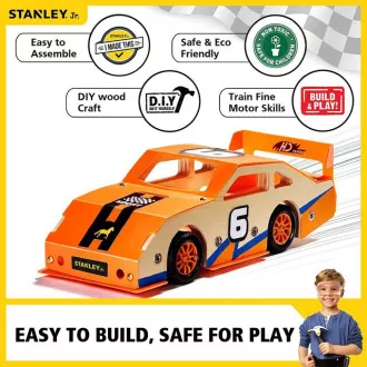 Stanley Jr. OK002-SY Építőkészlet, versenyautó, fa