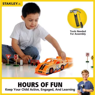 Stanley Jr. OK002-SY Építőkészlet, versenyautó, fa