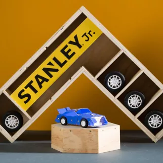 Stanley Jr. OK013-SY Építőkészlet, versenyautó, fa