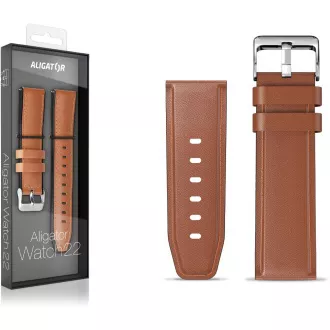 Bőrszíj 22mm barna ALIGATOR