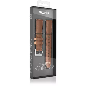 Bőrszíj 22mm barna ALIGATOR