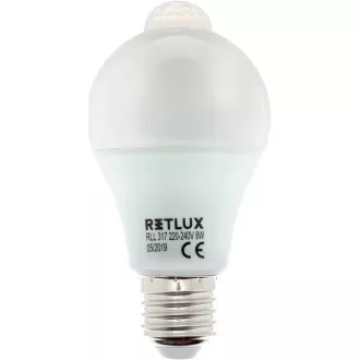 RLL 317 A60 A60 E27 PIR izzó 8W WW RETLUX