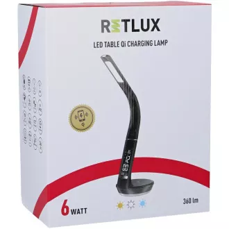 RTL 204 stm.LED lámpa.fekete Qi 6W RETLUX