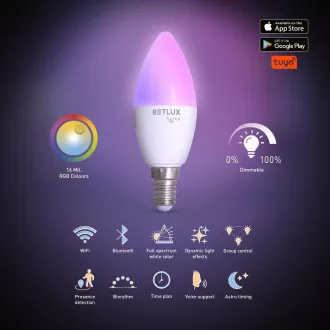 RSH 100 C37 E14 izzó. 4,5W RGB CCT RETLUX