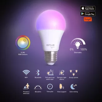 RSH 102 A 60 E27 izzó. 9W RGB CCT RETLUX