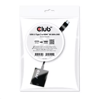 Club3D Aktív USB 3.1 Type-C HDMI 2.0 UHD 4K60Hz HDR adapter, 17cm
