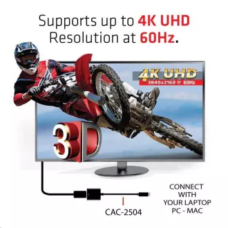 Club3D Aktív USB 3.1 Type-C HDMI 2.0 UHD 4K60Hz HDR adapter, 17cm