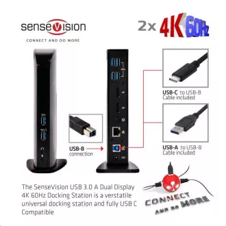 Club3D dokkolóállomás USB-A vagy USB-C, 10in1 2xDP, 6xUSB, 1xRJ45, 1x3.5mm, fekete, fekete