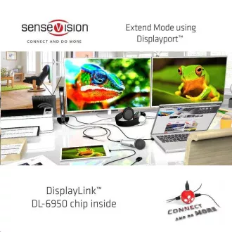 Club3D dokkolóállomás USB-A vagy USB-C, 10in1 2xDP, 6xUSB, 1xRJ45, 1x3.5mm, fekete, fekete