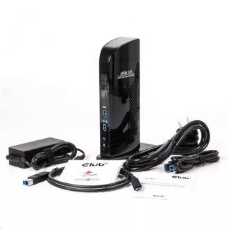 Club3D dokkolóállomás USB-A vagy USB-C, 10in1 2xDP, 6xUSB, 1xRJ45, 1x3.5mm, fekete, fekete