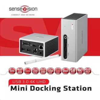 Club3D dokkolóállomás USB-A 8v1, 1xHDMI, 1xDVI, 4xUSB, 1xRJ45, 1x3.5mm, szürke, szürke Club3D dokkolóállomás USB-A 8v1, 1xHDMI, 1xDVI, 4xUSB, 1xRJ45, 1x3.5mm, szürke, szürke