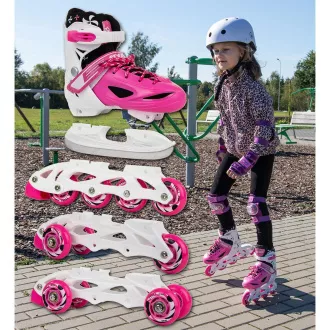 Görkorcsolya 4in1 Enero KIDS - rózsaszín és fehér, 34-37