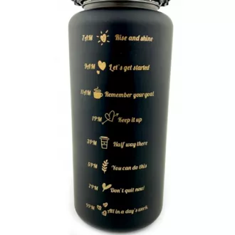 Motivációs sportpalack 3in1, 2000 ml   900 ml   300 ml, Fekete