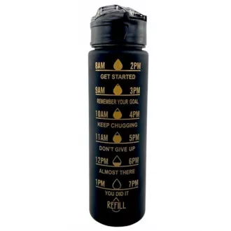 Motivációs sportpalack 3in1, 2000 ml   900 ml   300 ml, Fekete