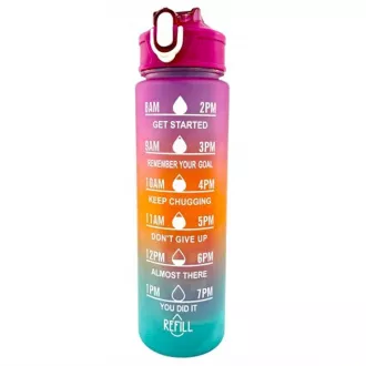 Motivációs sportpalack 3in1, 2000 ml   900 ml   300 ml, Fekete