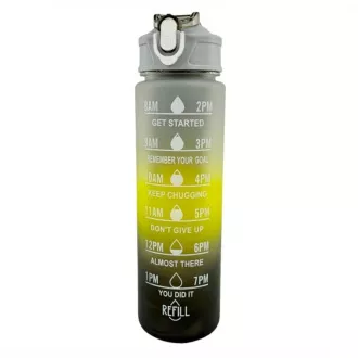 Motivációs sportpalack 3in1, 2000 ml   900 ml   300 ml, Fekete