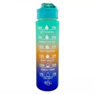 Motivációs sportpalack 3in1, 2000 ml   900 ml   300 ml, Fekete