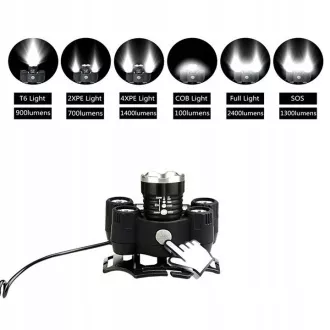 CREE fényszóró 1 x XM-L T6 4 x erős Q5 fehér 1 x erős COB ZOOM szalag CREE fényszóró 1 x XM-L T6 4 x erős Q5 fehér 1 x erős COB ZOOM szalag