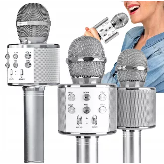 Karaoke bluetooth mikrofon hangszóróval, Ezüst