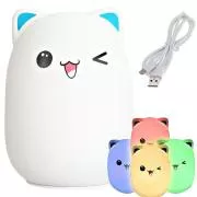 Gyermek LED éjszakai fény CAT RGB   USB kábel