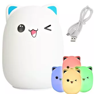 Gyermek LED éjszakai fény CAT RGB   USB kábel