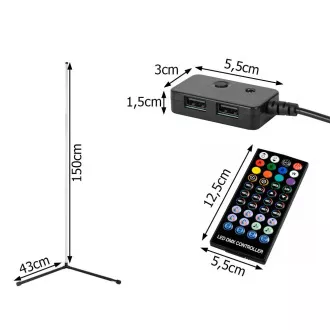 RGB LED sarok állólámpa, távirányítóval