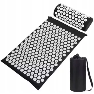 Akupresszúra PREMIUM tornaszőnyeg párnával 67x42x2 cm, Fekete Akupresszúra PREMIUM tornaszőnyeg párnával 67x42x2 cm, Fekete