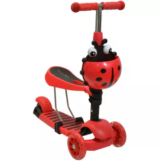 Gyerek roller 2in1 BERUŠKA LED kerekekkel, piros színű