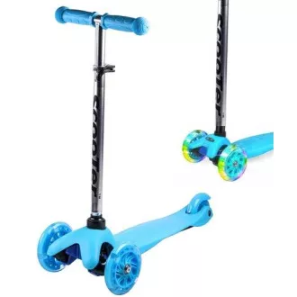 MINI SCOOTER háromkerekű robogó világító kerekekkel, kék színben