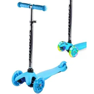 MINI SCOOTER háromkerekű robogó világító kerekekkel, kék színben - Felbontott MINI SCOOTER háromkerekű robogó világító kerekekkel, kék színben - Felbontott