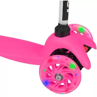 MINI SCOOTER háromkerekű robogó világító kerekekkel, rózsaszínű