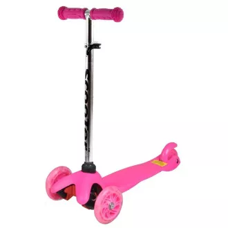MINI SCOOTER háromkerekű robogó világító kerekekkel, rózsaszínű