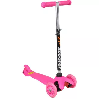 MINI SCOOTER háromkerekű robogó világító kerekekkel, rózsaszínű